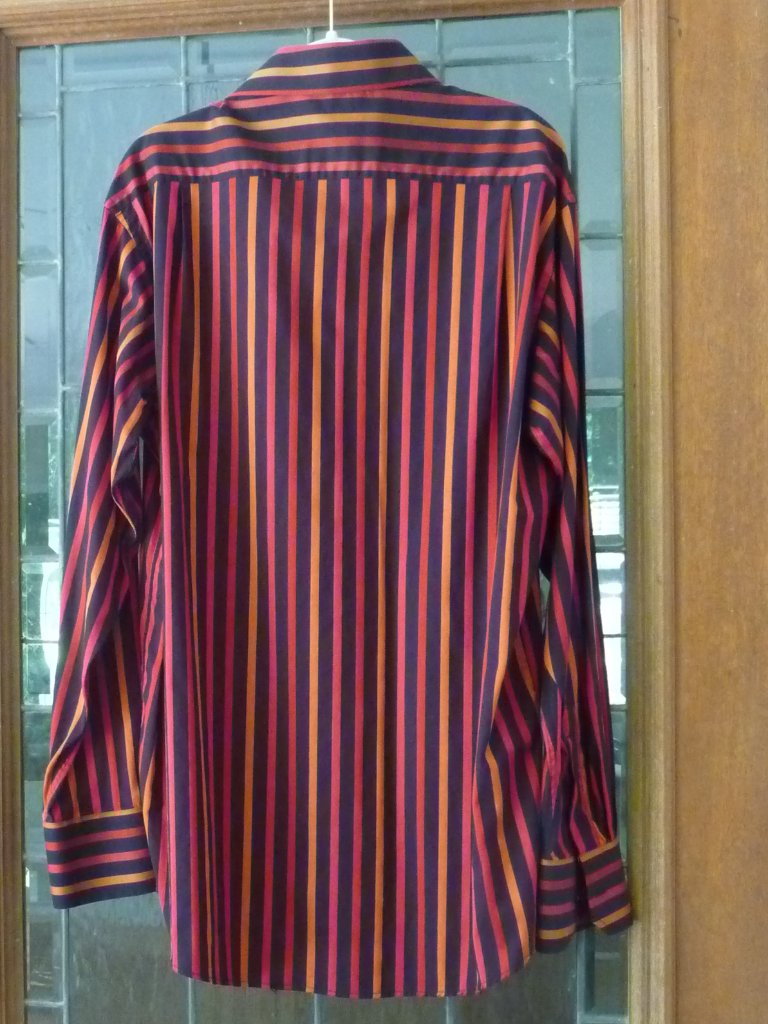 Visconti Size Xxl Red Black Stripe Mercerized Cotton Dress Shirt — image 4 of 8